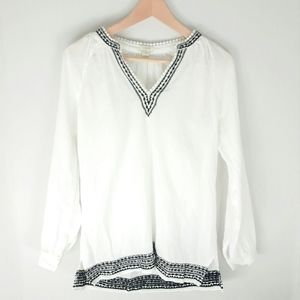 J. Crew White Embroidered Peasant Top